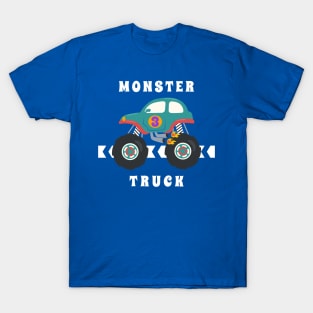 Vector illustration of monster truck with cartoon style T-Shirt